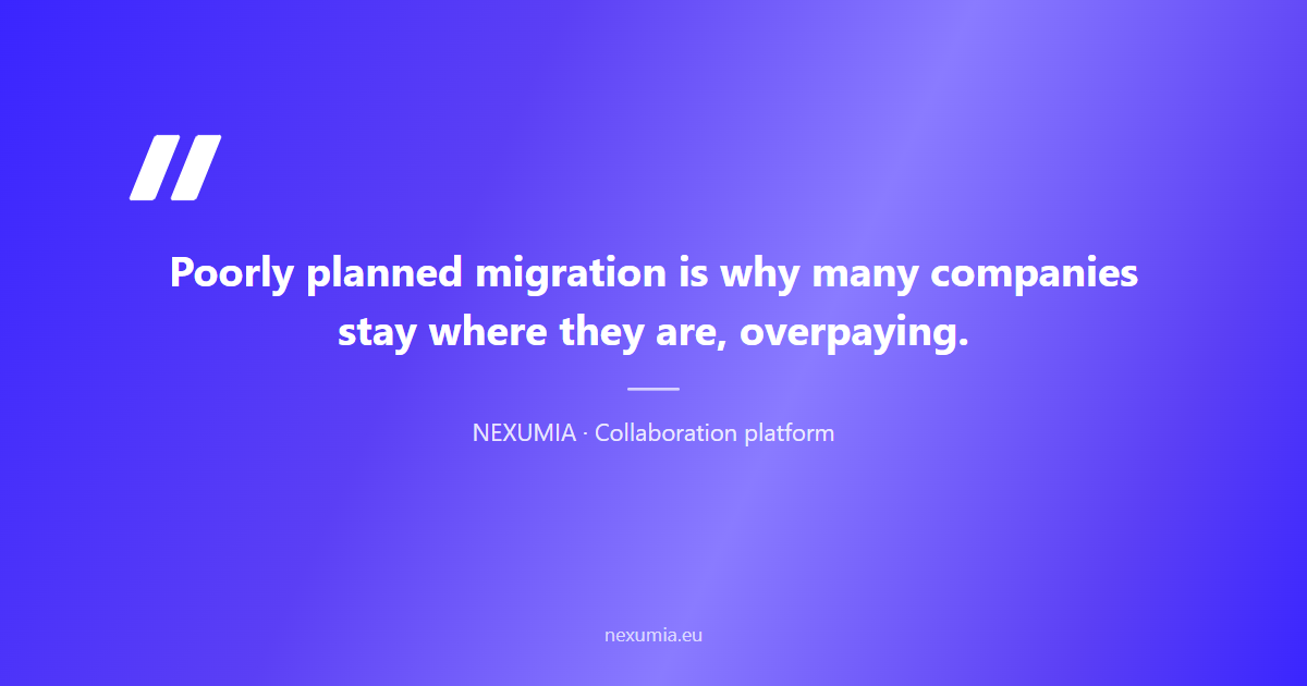 Pull quote on poorly planned migration: the reason many companies stay where they are, overpaying Microsoft 365