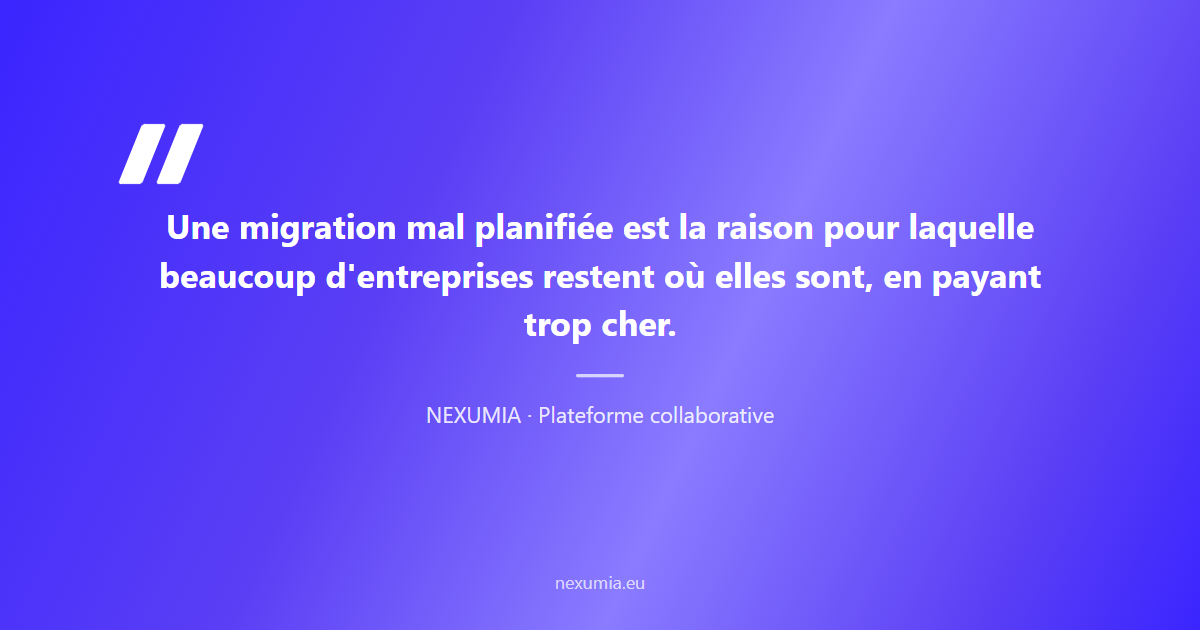 Citation sur la migration mal planifiée : la raison pour laquelle de nombreuses entreprises restent en place et continuent à payer trop à Microsoft 365