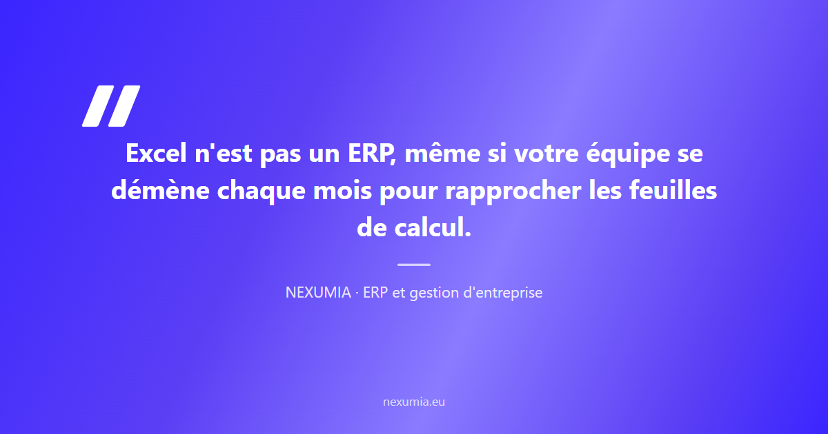 Citation éditoriale : Excel n'est pas un ERP même si votre équipe se démène chaque mois pour rapprocher les feuilles — la réalité de la gestion d'entreprise basée sur des tableurs