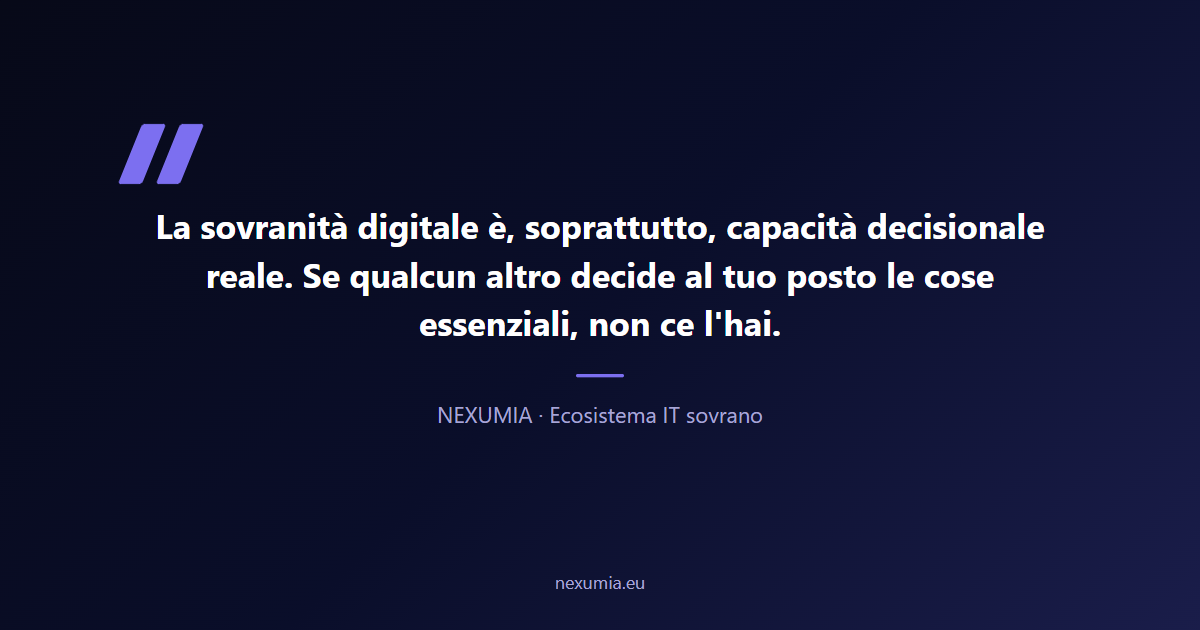 Citazione editoriale sulla sovranit&agrave; digitale aziendale: la capacit&agrave; reale di decisione come nucleo di un'infrastruttura IT controllata dall'azienda stessa