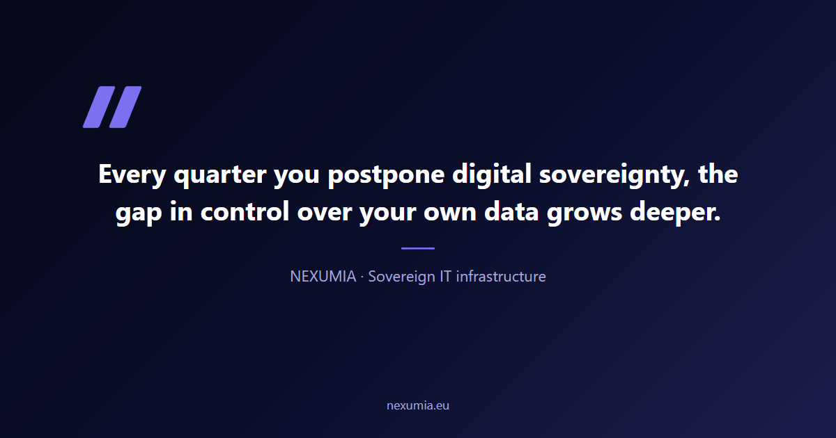 Pull quote on the cost of postponing digital sovereignty: every quarter without a decision deepens the company's technology dependence